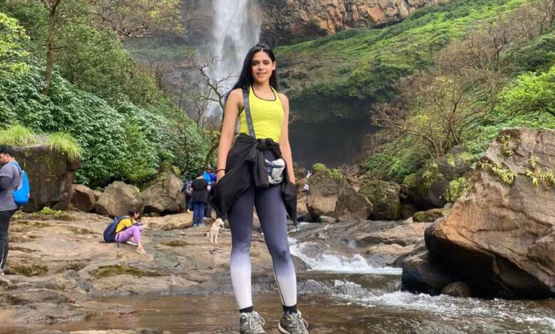Actress Pranati Rai Prakash has a whale of a time with her gang at the breathtakingly beautiful waterfall