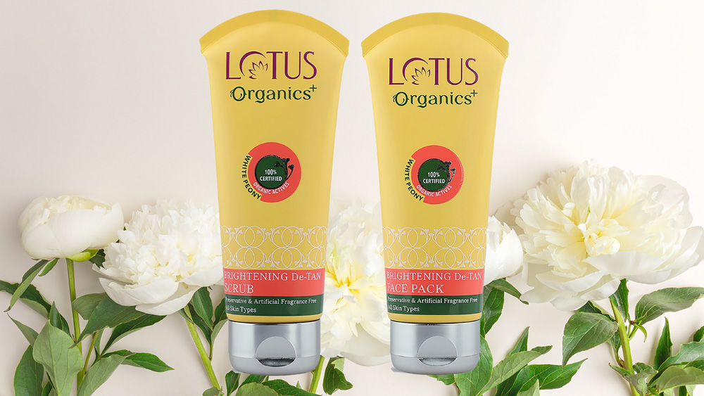 Organic Skincare brand, Lotus Organics+, De-Tan range, De-Tan Face Pack, De-Tan Scrub,