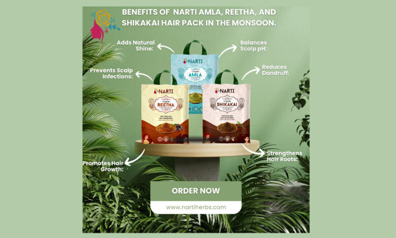 Narti Organic, Amla Reetha Shikakai, Monsoon Hair Care, Chemical Free, Herbal Hair Care, Natural Beauty,